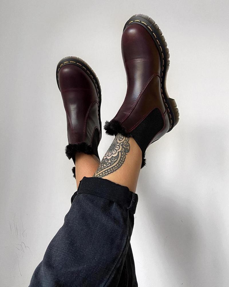 Dr Martens 2976 Leonore Faux Fur Gevoerde Laarsjes Dames Bordeaux | NL 658TCE